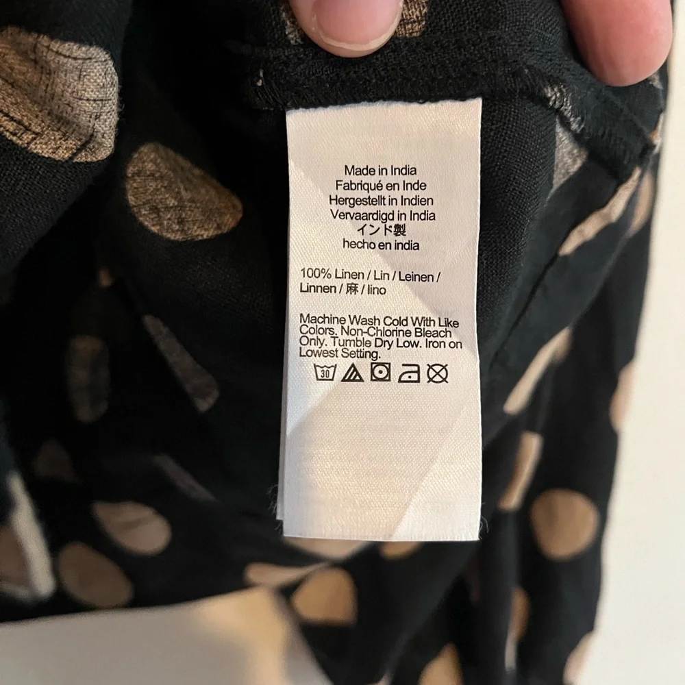 J Crew Women's Square Neck Long Sleeves Button Linen Blouse Polka Dot Medium - Picture 5 of 7